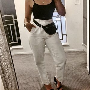 LINEN TROUSER | high waisted white pants